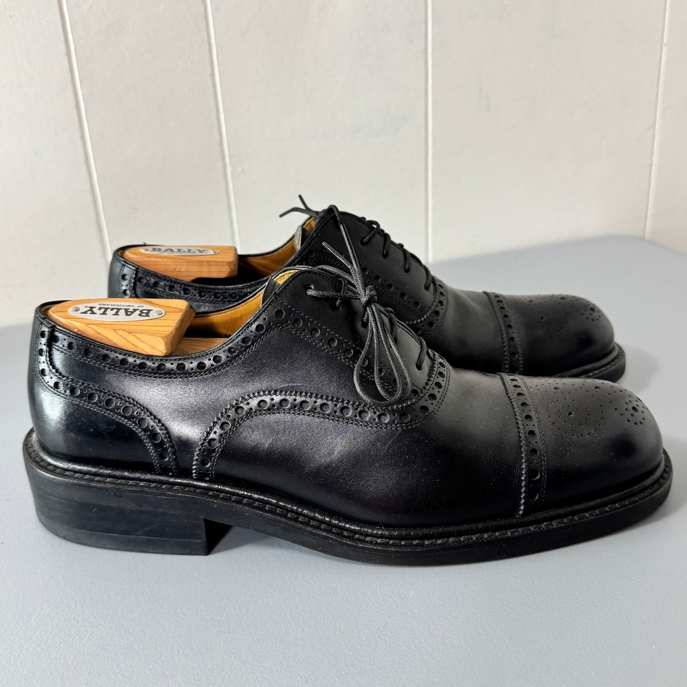 Julio Blanco Mens Dress Shoes Black Leather Brogue Cap Toe Oxford Size 10 M